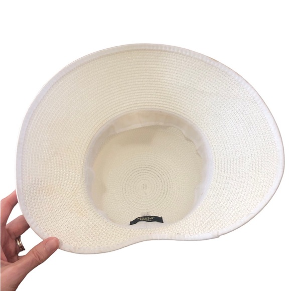 Magid Woven Sun Hat Two-Tone Paper Straw Black and White Bow - Picture 3 of 5